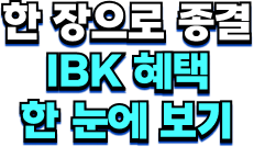 한 장으로 종결 IBK 혜택 한 눈에 보기